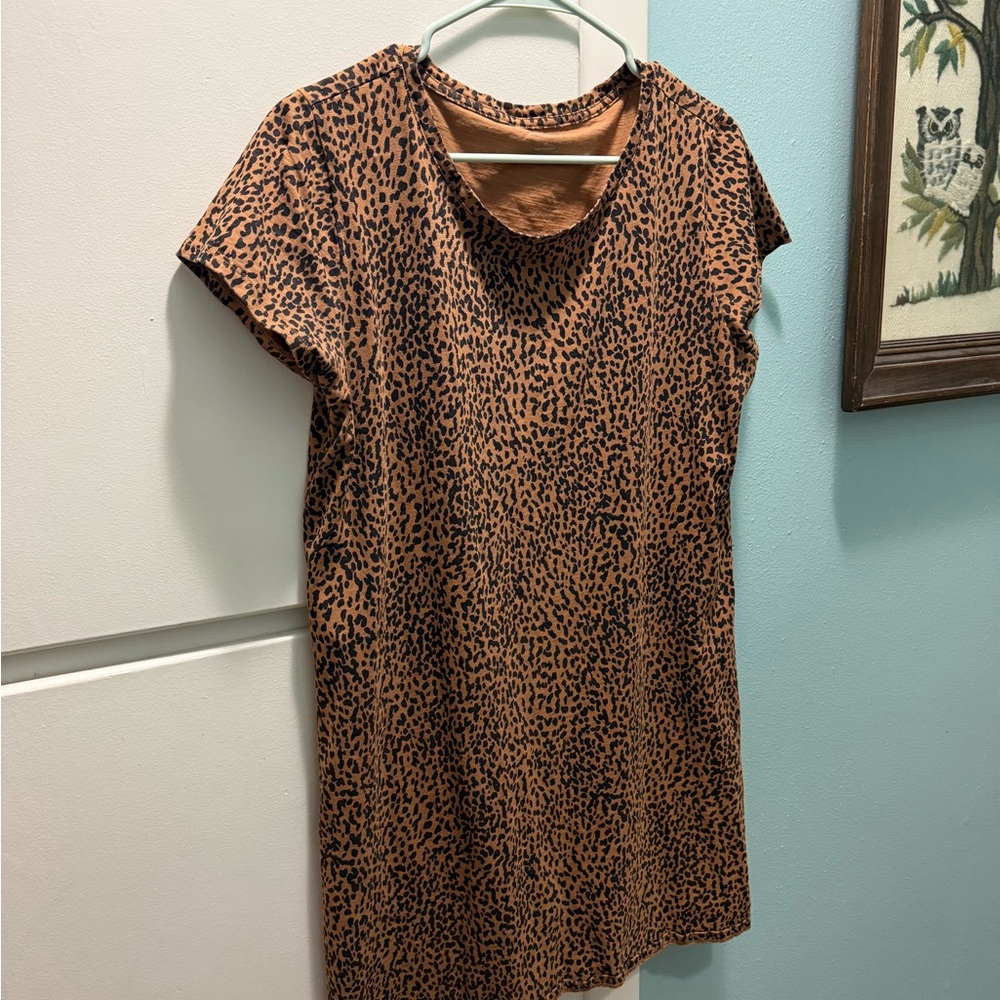 Daily Ritual Brown Leopard Print Short Sleeve Top